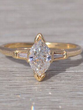 Marquise Diamond Engagement Ring in Yellow Gold